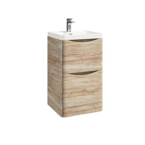 Harrison Bathrooms Bella 500mm Bordolino Driftwood Oak Basin Unit With Basin