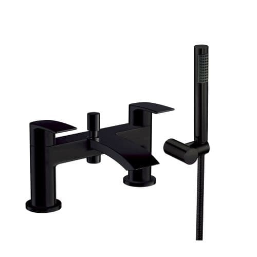 Harrison Bathrooms Bellini Black Bath Shower Mixer With Shower Kit and Wall Bracket