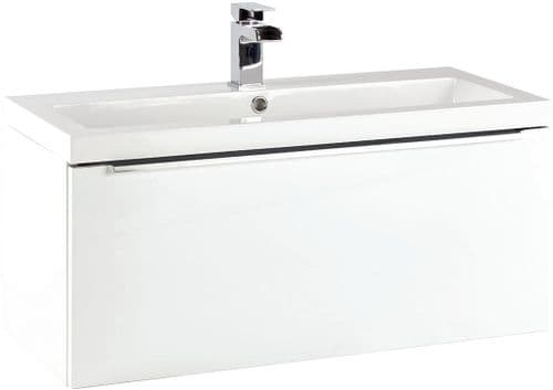 Harrison Bathrooms Muro 800mm Gloss White Wall Hung Basin Unit With Basin