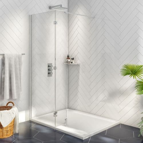 Harrison Bathrooms S8 1000mm Wetroom Panel With 275mm Hinged Return Panel