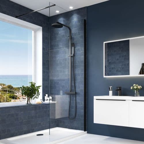 Harrison Bathrooms S8 Black Profile 1000mm Wetroom Panel