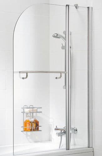Lakes Classic Curved 2 Panel Bath Screen With Towel Rail