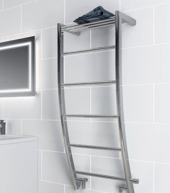Eastbrook Bathrooms Biava Corinium Chrome 1200mm Designer Towel Radiator With Built-in Heated Shelf