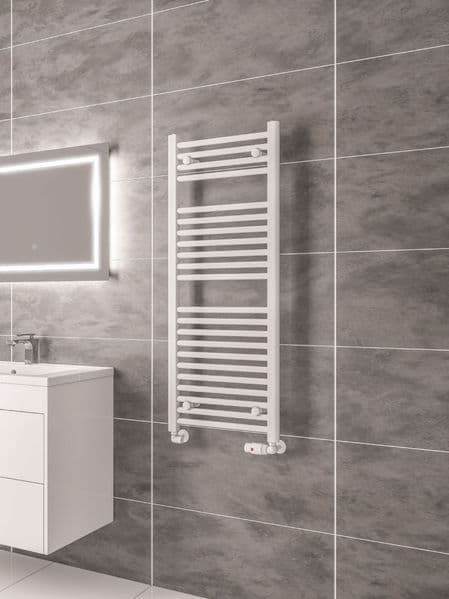 Eastbrook Bathrooms Biava Gloss White 360mm x 400mm Towel Radiator With Hidden Vent