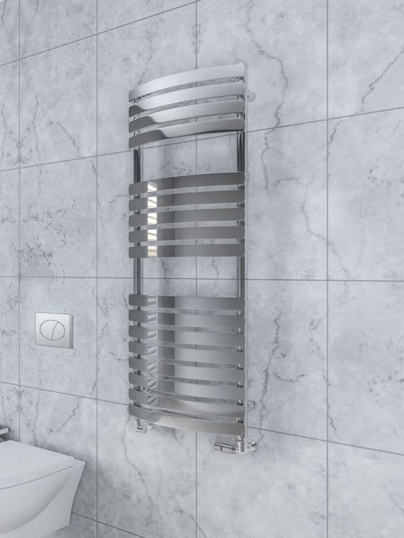 Eastbrook Bathrooms Staverton Tube On Tube Curved Chrome 1200mm Designer Towel Radiator