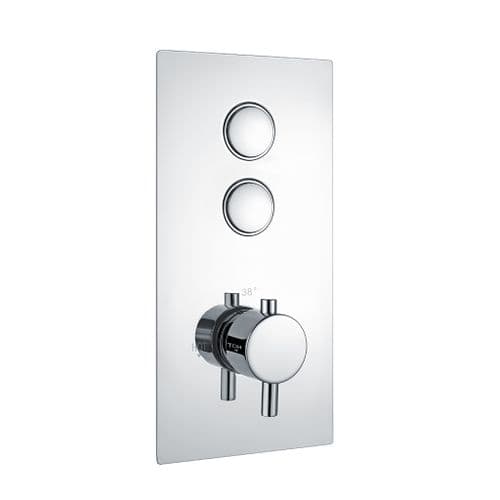 Eastbrook Round Twin Outlet Push Button Shower Valve Chrome