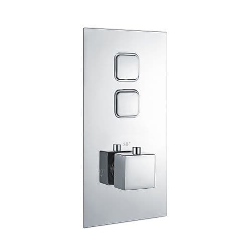 Eastbrook Square Twin Outlet Push Button Shower Valve Chrome