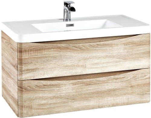 Harrison Bathrooms Bella 900mm Bordolino Driftwood Oak Wall Hung Basin Unit