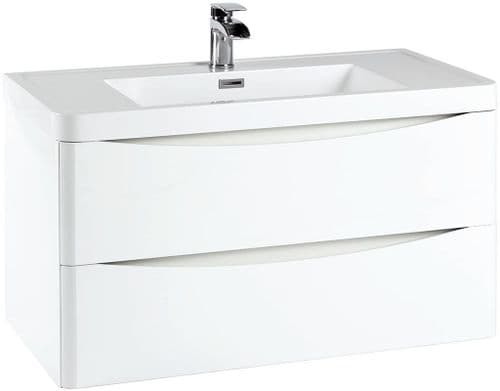 Harrison Bathrooms Bella 900mm Gloss White Wall Hung Basin Unit
