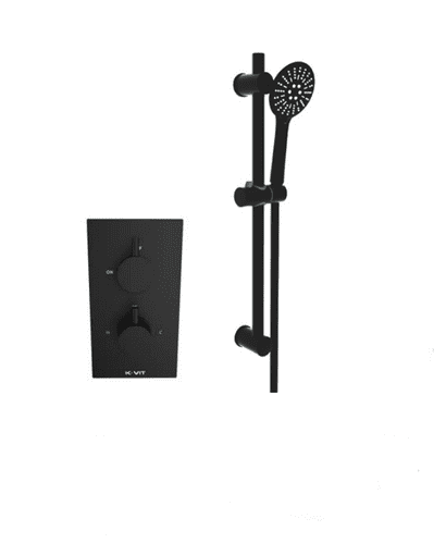 Kartell Nero Black Thermostatic Concealed Shower with Adjustable Slide Rail Kit