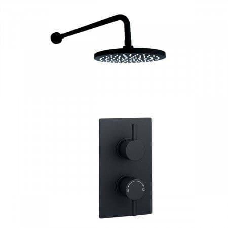 Kartell Nero Black Thermostatic Concealed Shower with Fixed Overhead Drencher