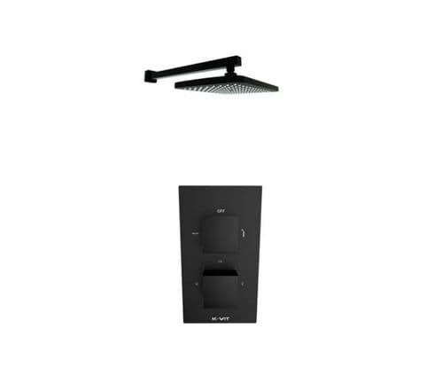 Kartell Nero Square Black Thermostatic Concealed Shower with Fixed Overhead Drencher