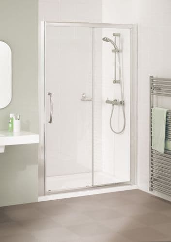 Lakes Classic Sliding 1000mm Semi Frameless White Shower Door